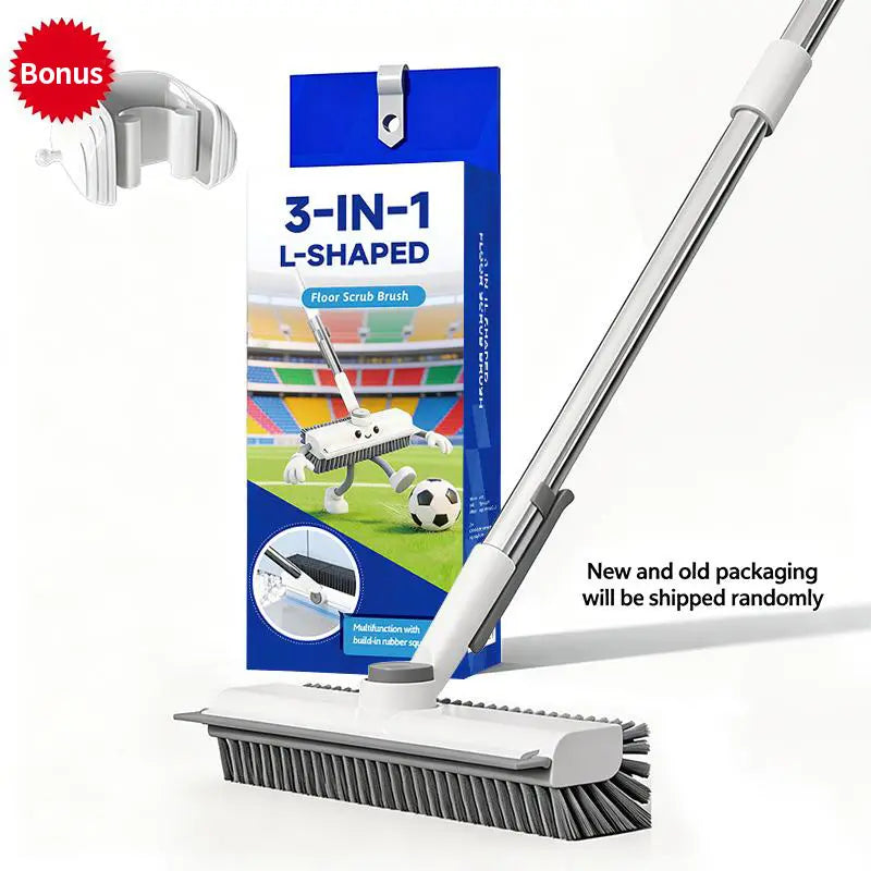 3-in-1 Stainless Steel Adjustable Long-Handle Floor Scrub Brush (30"-54")
