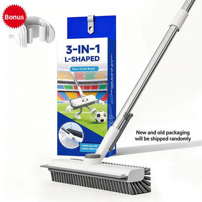 3-in-1 Stainless Steel Adjustable Long-Handle Floor Scrub Brush (30"-54")