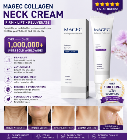 MAGEC Collagen Fullerene Neck Firming Cream with 5-Roller Massager