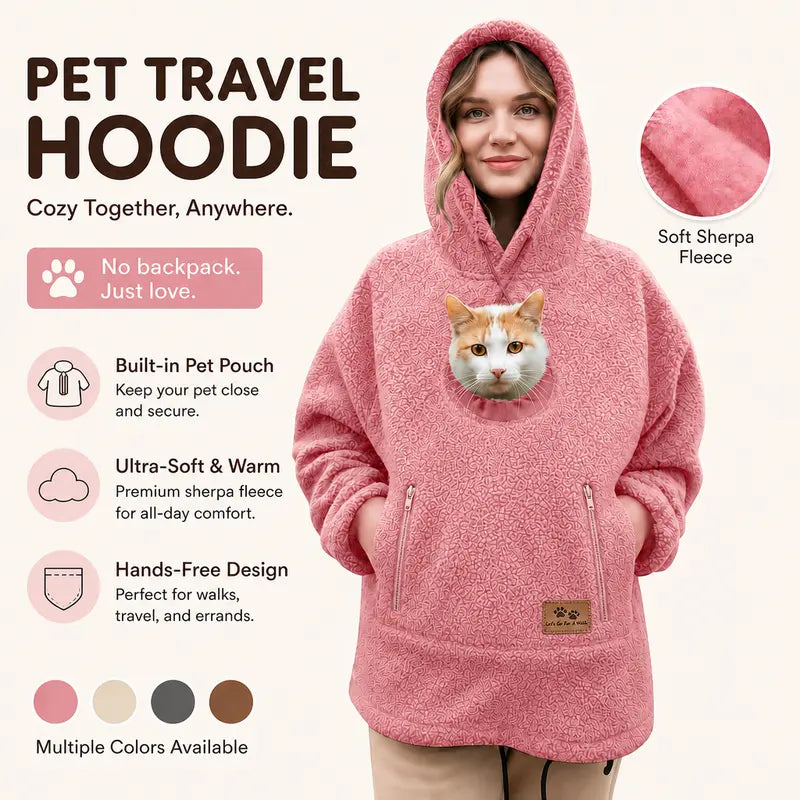 Hands-Free Pet Carrier Hoodie with Front Pouch for Small Cats & Dogs
