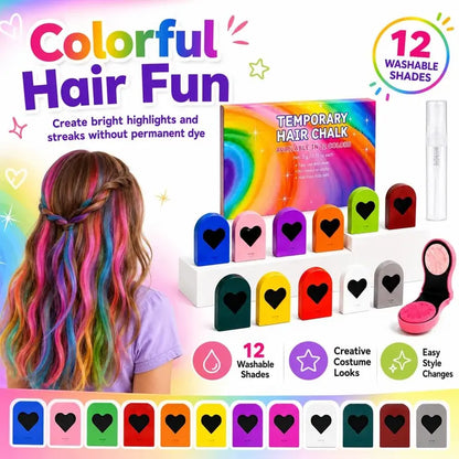 Bold Vibrants Temporary Hair Chalk Dye – Washable Color Makeup for Events, DIY Hair Styling