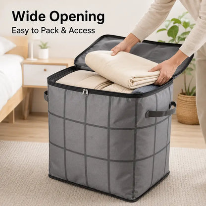Spacious Moving Storage Bin, Zippered Organizer for Quilts, Bedding & Sweaters