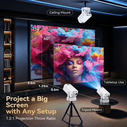 Qawtor Portable Mini Projector with 4K Support, WiFi 6 & Bluetooth 5.0