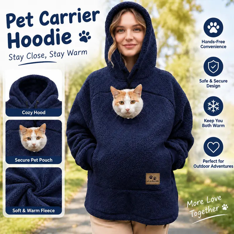 Hands-Free Pet Carrier Hoodie with Front Pouch for Small Cats & Dogs