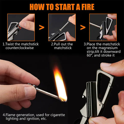 3-in-1 EDC Fire Starter Keychain