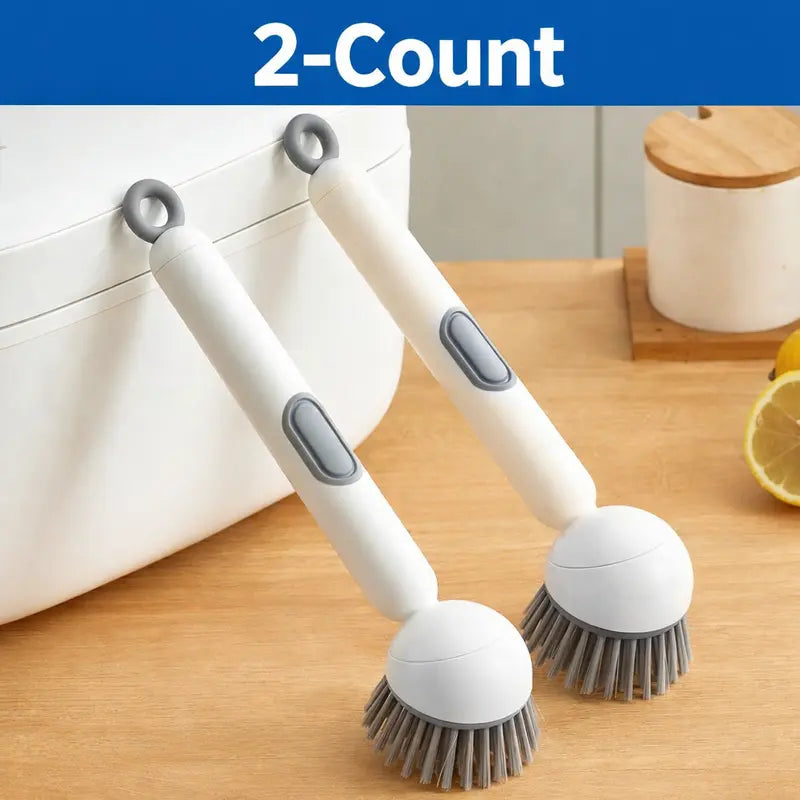 6-in-1 Rotating Dish Brush with Soap Dispenser — Adjustable Angle, Wall Mount, 360° Scrub for Pots, Pans & Dishes