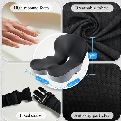 Non-Slip Memory Foam Deep Seat Cushion Pad, Removable & Washable Cover, Extended Zipper, Back Pressure Relief Support for Home, Office, Car & Truck, All-Season Patchwork for Sciatica Relief