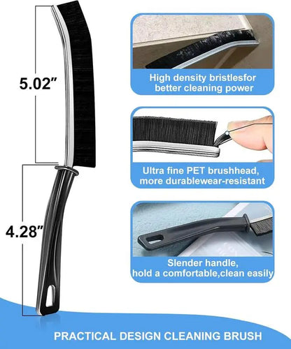 5-Piece Hard Bristle Crevice Cleaning Brush Set – Stainless Steel Handle, 15° Curved Head for Grout, Tile & Hard-to-Reach Areas