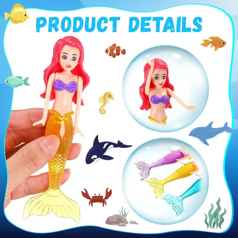 4-Count Colorful Mermaid Dive Toys