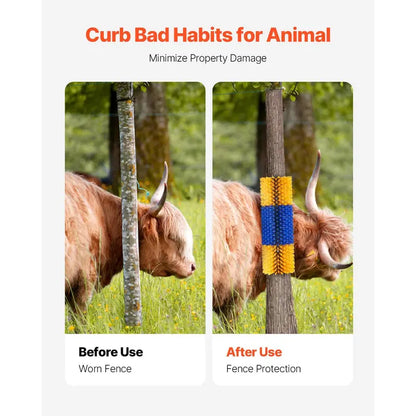 Livestock Scratching Brush with 2 Screws for Secure Mount, 17.1x7.5in Grooming Tool for Farmers - Back Itch Relief, Shedding Control, Cleaning, Avoids Property Damage (For Horses, Cattle)