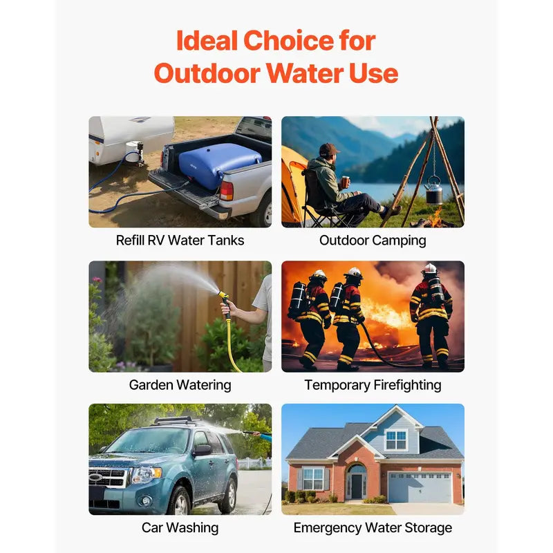 VEVOR Collapsible Water Storage Bladder Tank, 330L / 87.2 Gal, 1000D Dual-Layer PVC