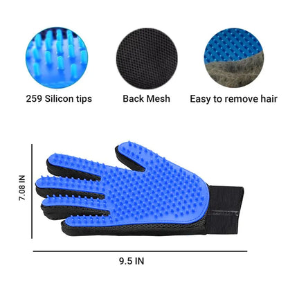Pet Grooming Gloves – 255 Silicone Tips, 2-in-1 Deshedding & Massage Mitt for Dogs & Cats