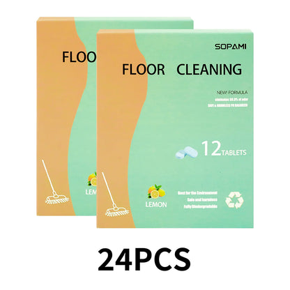 SOPAMI Floor Cleaning Tablets — Eco-Safe, No Residue, Lemon & Mint | 12/24 Pack