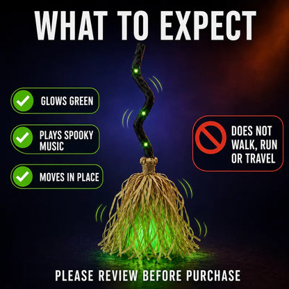 Animated Halloween Witch Broom with Lights, Music & Motion