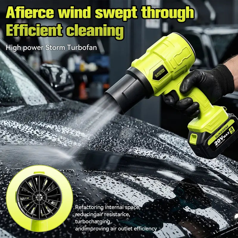 SUKESEM Handheld Wireless Blower - Lightweight Portable Car Cleaning Blower with Rechargeable Battery, High-Power Turbo Fan for Dust Removal & Drying