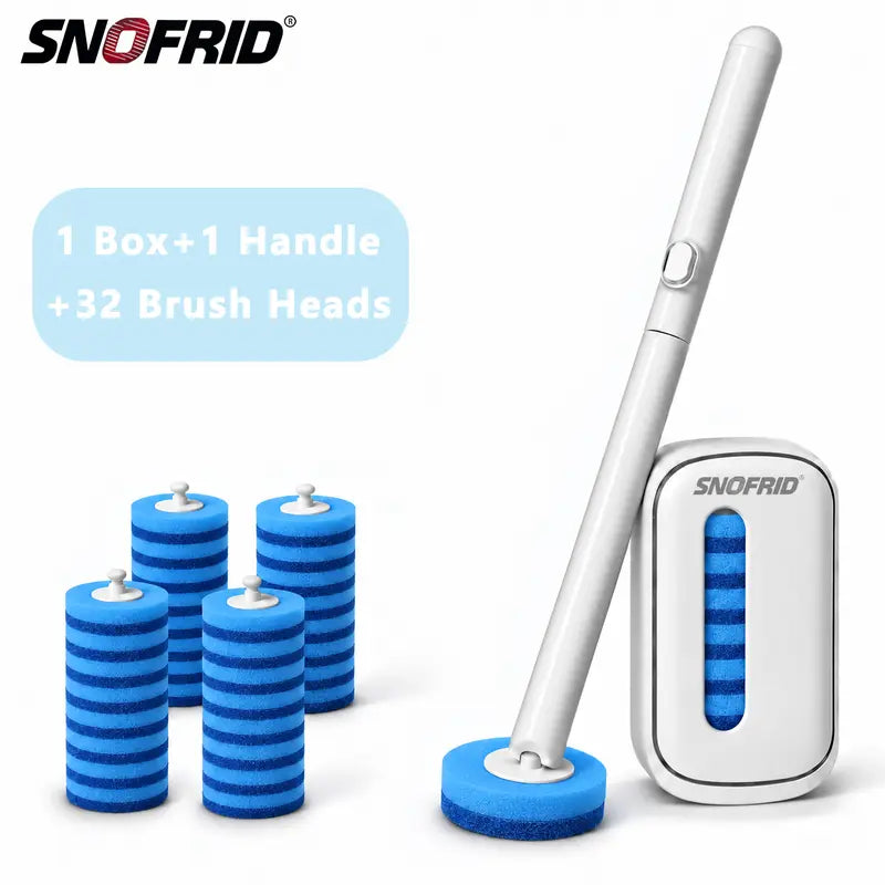 Snofrid Disposable Toilet Brush Set with 32 Cleaner Refills