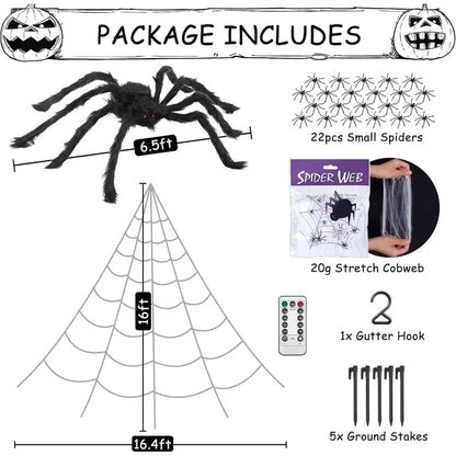 Spider Web Halloween Decorations Outdoor Lights, 125 Purple LED 16.4Ft Giant Spiderweb