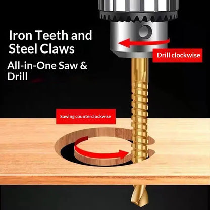 Iron teeth and steel claws - all-in-one saw and drill, clockwise drill counterclockwise saw diagram