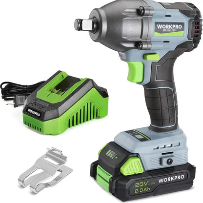 WORKPRO 20V Cordless Impact Wrench, 1/2" Drive, 320 Ft-Lbs Max Torque