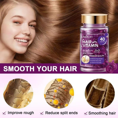 BARUBT Hair Vitamin Oil Capsules – Moroccan Oil, Jojoba, Keratin, Vitamins A C E | 40 Capsules, Repairs Dry Frizzy Damaged Hair