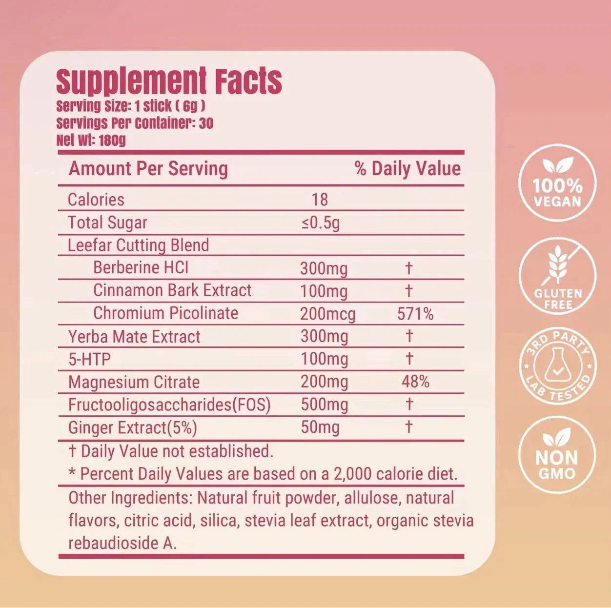 Leefar Cutting Drink Mix – Berberine, Chromium, 5-HTP, Yerba Mate & Magnesium