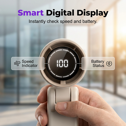 🌬️ LIMITED-TIME 50% OFF! ✨ Portable Handheld Fan – Digital Display, High-Speed, Adjustable ⚡