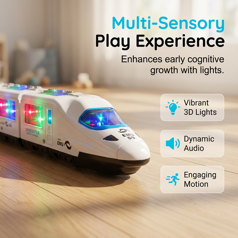 📢📢50% OFF !! ⏰ Electric Bullet Train Toy – Light-Up, Bump & Go, with Music 🎵