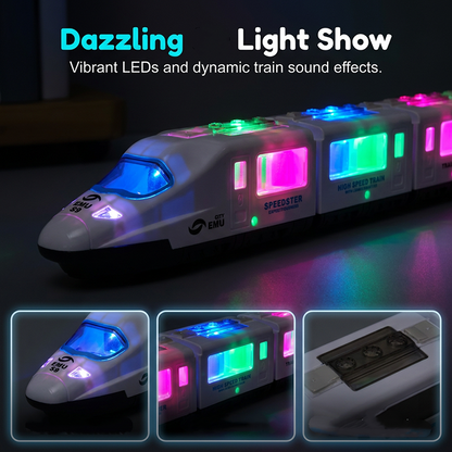 📢📢50% OFF !! ⏰ Electric Bullet Train Toy – Light-Up, Bump & Go, with Music 🎵